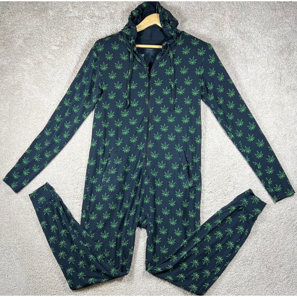 MeUndies Hooded Onesie Jumpsuit Cannabis Leaf Pot Weed 420 Womens XS/S